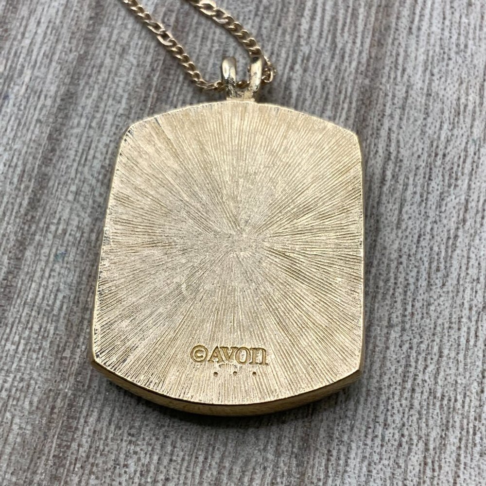 Avon Floral Purple Pink Gold Tone Porcelain Pendant Necklace - Picture 4 of 8